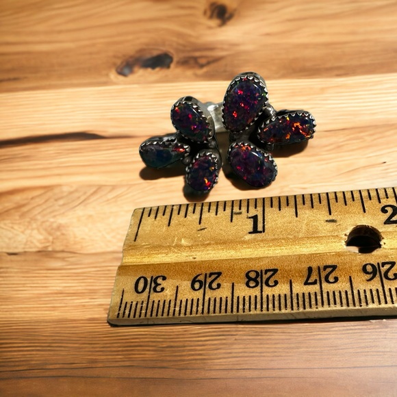 Aurora Opals Set in Solid Sterling Silver Flutter Ring - Picture 7 of 11
